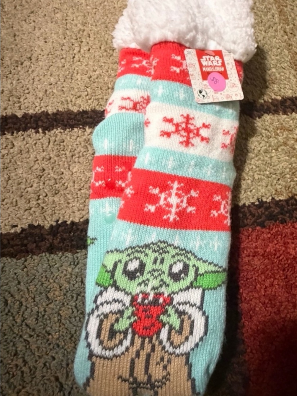 Star Wars Pajama Socks with The Child in Aqua & Red